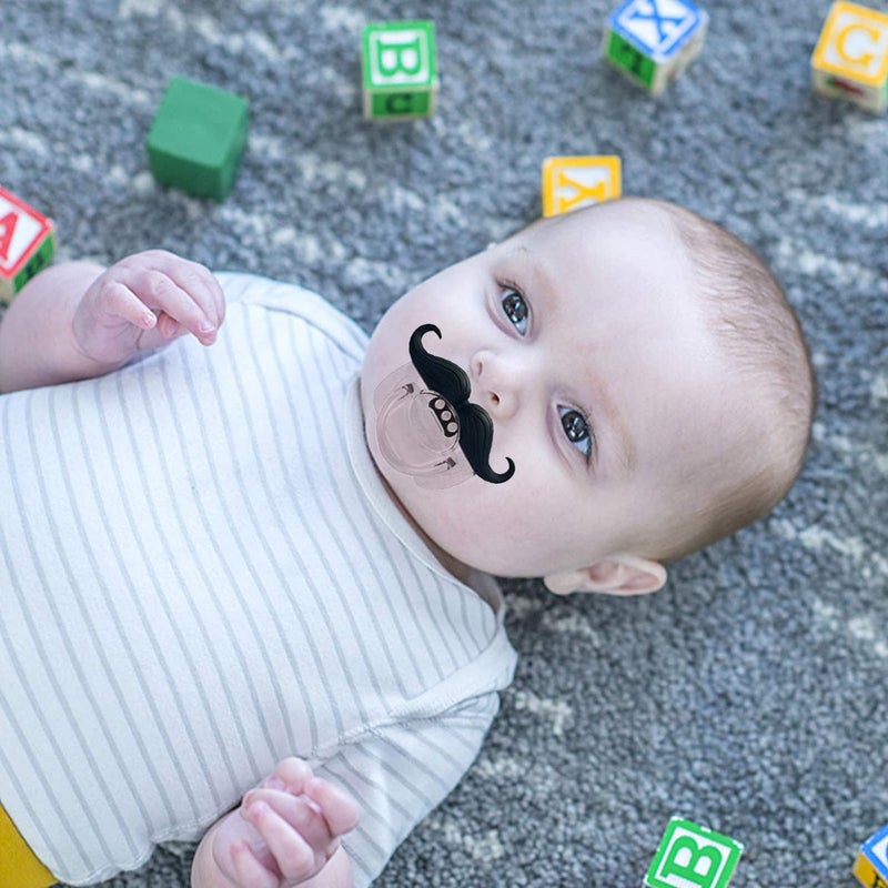Zhovee 3pcs Mustache Pacifier, Gentleman Mustache Baby Pacifier, Pacifier 0-36 Months, Gift Pacifiers for Boys and Girls - Image 2